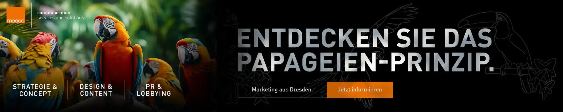 Entdecken Sie das Papageien-Prinzip - mit der Marketing Agentur meeco Communication Services aus Dresden.